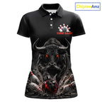 Funny Bowling Polo 1/4-Zip Shirt Angry Bull Bowling Jersey Custom Bowling Tournament Shirt