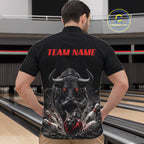 Funny Bowling Polo 1/4-Zip Shirt Angry Bull Bowling Jersey Custom Bowling Tournament Shirt