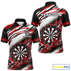 Black And Red Dartboard Fire Flame Darts Team Shirt Custom Darts Polo 1/4-Zip Jersey