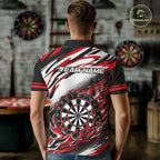 Black And Red Dartboard Fire Flame Darts Team Shirt Custom Darts Polo 1/4-Zip Jersey