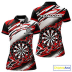 Black And Red Dartboard Fire Flame Darts Team Shirt Custom Darts Polo 1/4-Zip Jersey