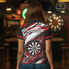 Black And Red Dartboard Fire Flame Darts Team Shirt Custom Darts Polo 1/4-Zip Jersey