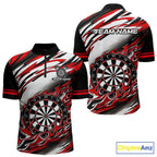 Black And Red Dartboard Fire Flame Darts Team Shirt Custom Darts Polo 1/4-Zip Jersey