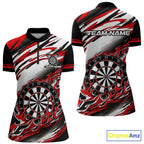 Black And Red Dartboard Fire Flame Darts Team Shirt Custom Darts Polo 1/4-Zip Jersey