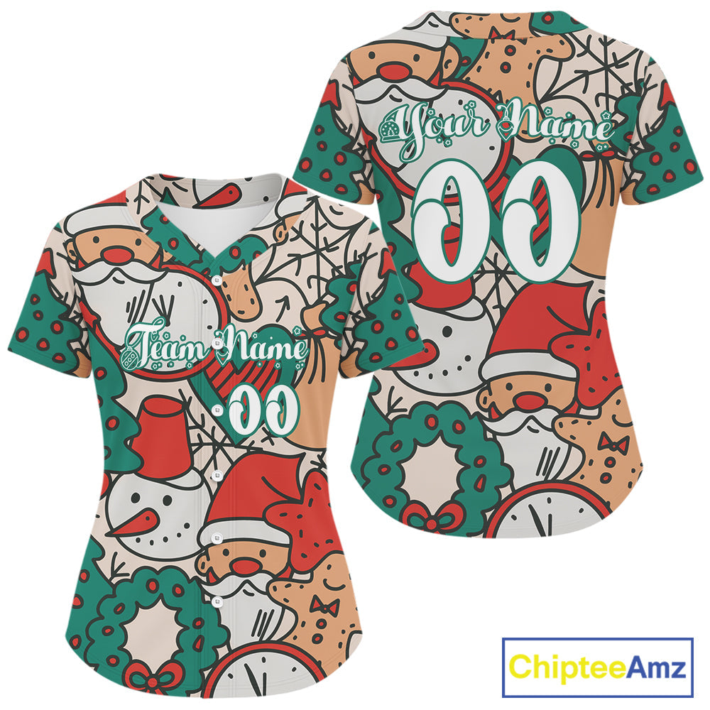 Custom Colorful Funny Christmas Baseball Shirt Xmas Tree Baseball Team Jerseys