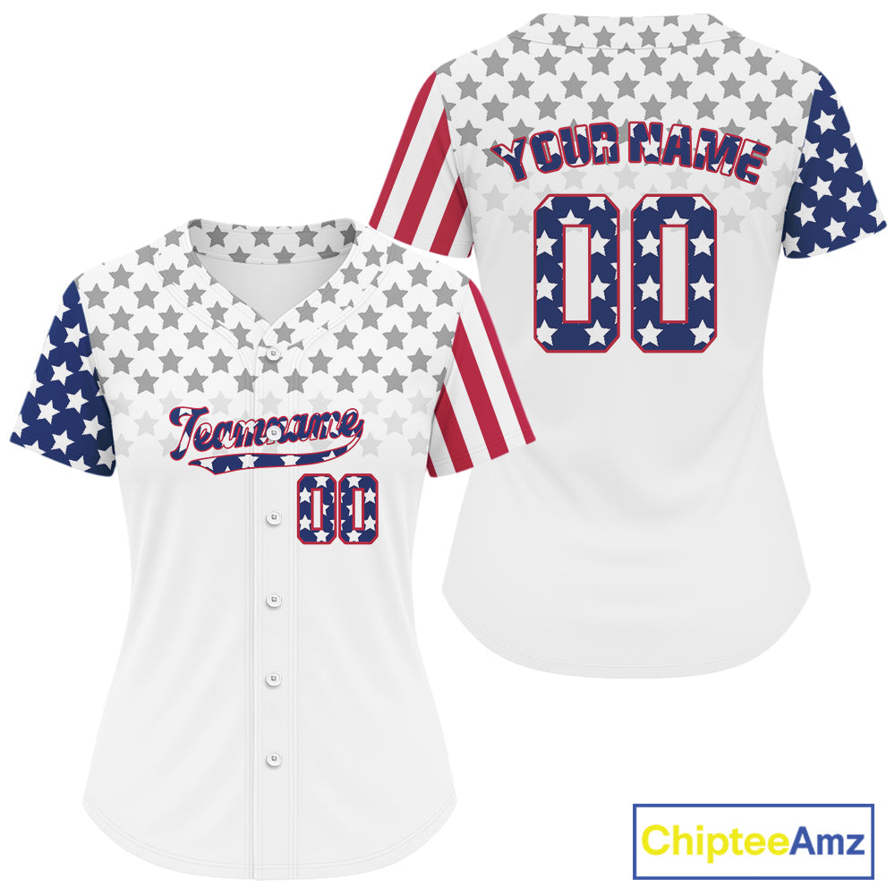 Custom Blue Red American Flag Baseball Shirt Patriotic Baseball Jerseys