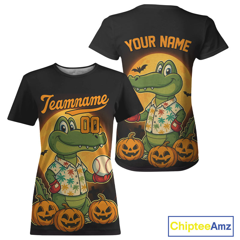 Custom Crocodile Pumpkin Halloween Baseball Jerseys Funny Baseball Jerseys