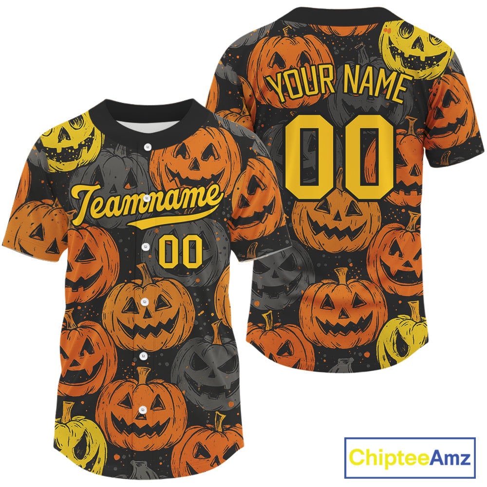 Custom Colorful Pumpkin Baseball Halloween Shirt Hallow's Eve Baseball Jerseys