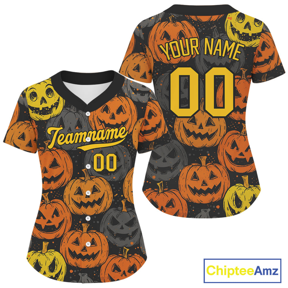 Custom Colorful Pumpkin Baseball Halloween Shirt Hallow's Eve Baseball Jerseys
