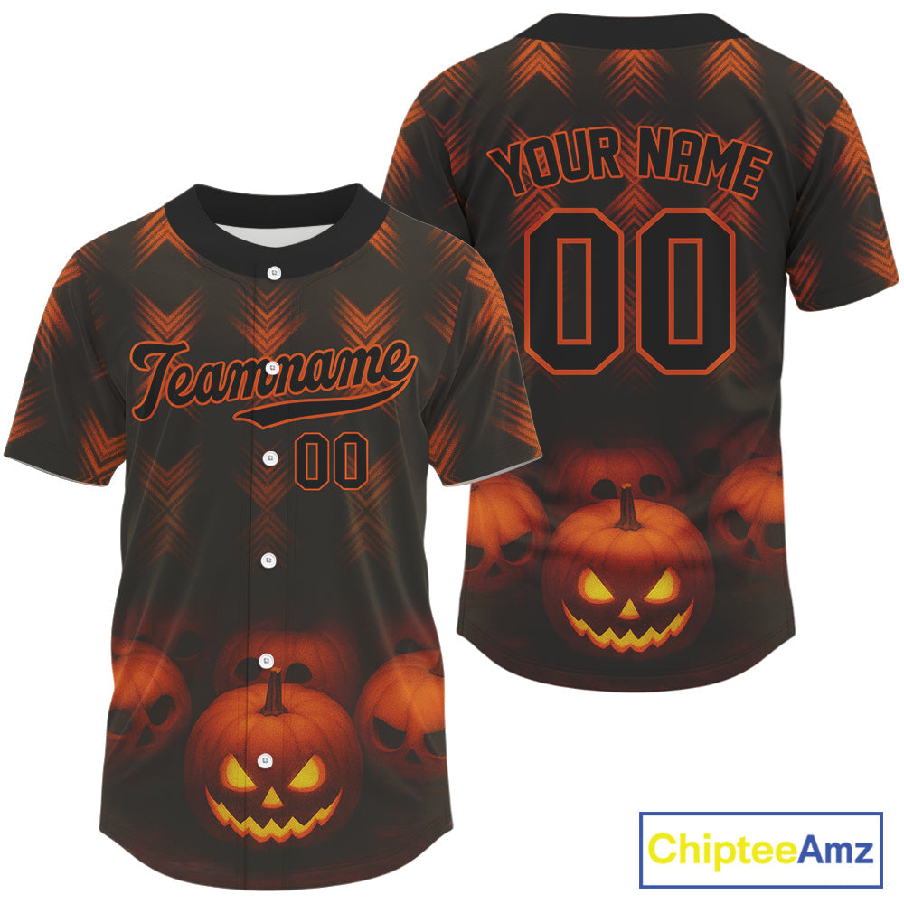 Custom Orange Halloween Pumpkin Baseball Shirt Baseball Tournament Jerseys