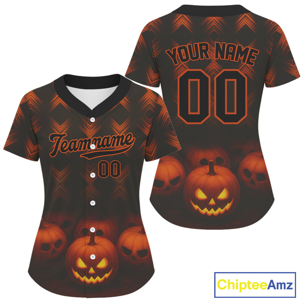 Custom Orange Halloween Pumpkin Baseball Shirt Baseball Tournament Jerseys