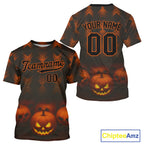 Custom Orange Halloween Pumpkin Baseball T-Shirt Baseball Tournament Shirts