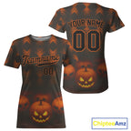 Custom Orange Halloween Pumpkin Baseball T-Shirt Baseball Tournament Shirts