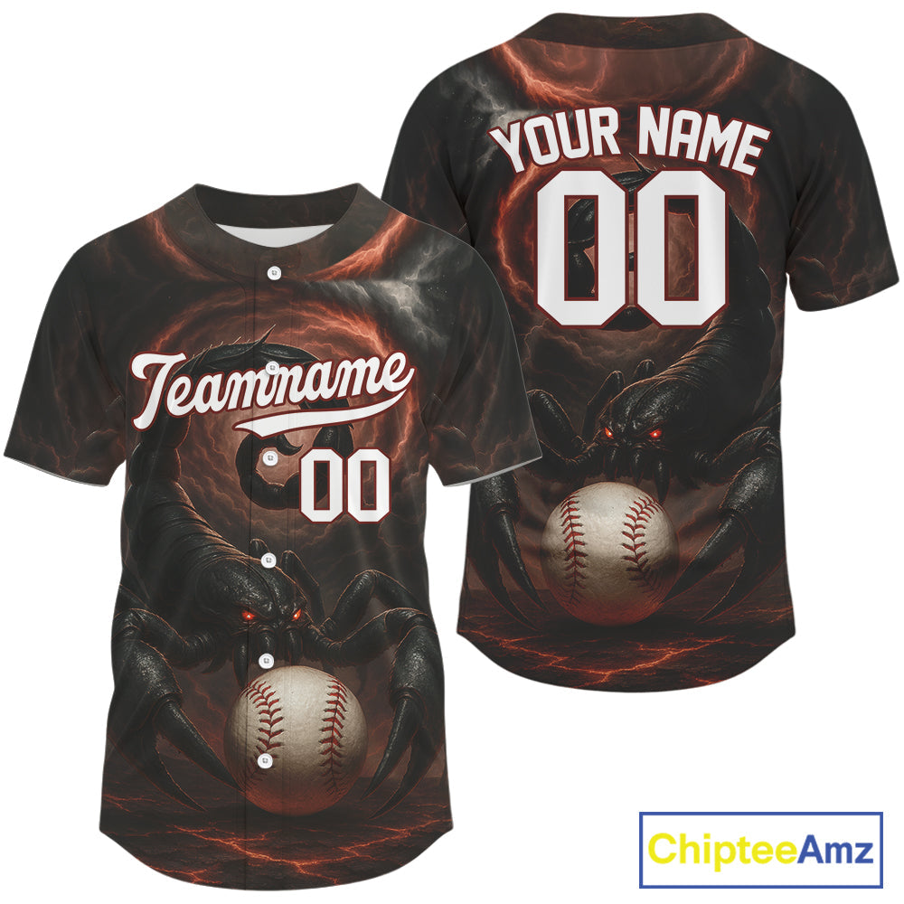 Custom Lightning Black-Red Scorpion Baseball Ball Shirt Outfits Baseball Jerseys