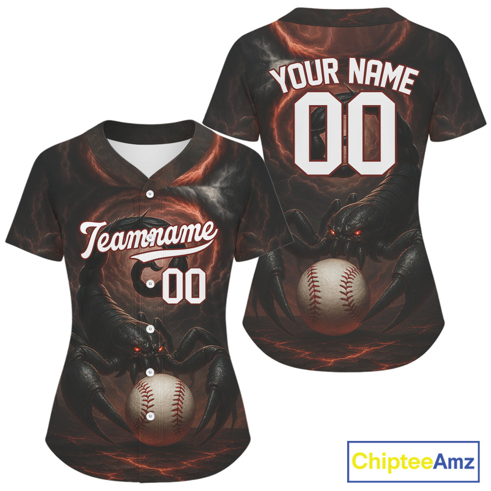 Custom Lightning Black-Red Scorpion Baseball Ball Shirt Outfits Baseball Jerseys