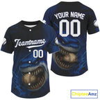 Custom Blue Funny Shark Baseball Ball Shirt Horror Grunge Baseball Jerseys