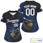 Custom Blue Funny Shark Baseball Ball Shirt Horror Grunge Baseball Jerseys