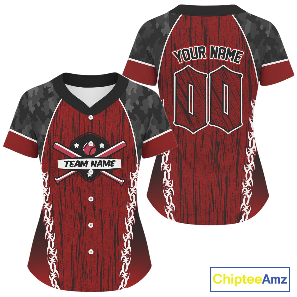 Custom Black Camoflage And Red Grunge Baseball Shirt Baseball Uniform Jerseys