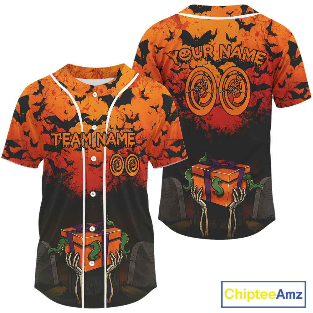 Custom Creepy Halloween Baseball Ball Shirt Skull Baseball Team Jerseys