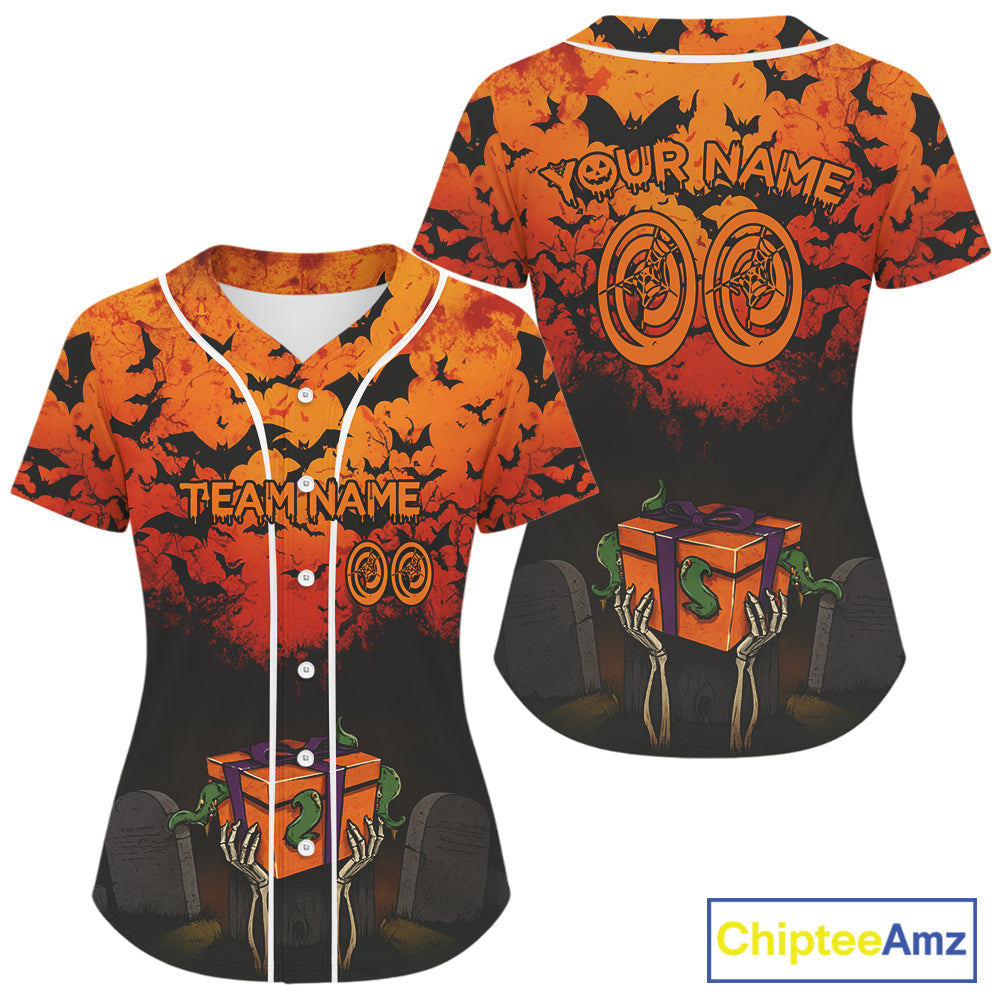 Custom Creepy Halloween Baseball Ball Shirt Skull Baseball Team Jerseys