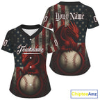 Custom Red Smoke Dragon Patriotic Baseball Shirt US Flag Baseball Jerseys