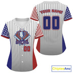 Custom USA Flag Patriotic Baseball Shirt Outfits Blue Red Baseball Jerseys