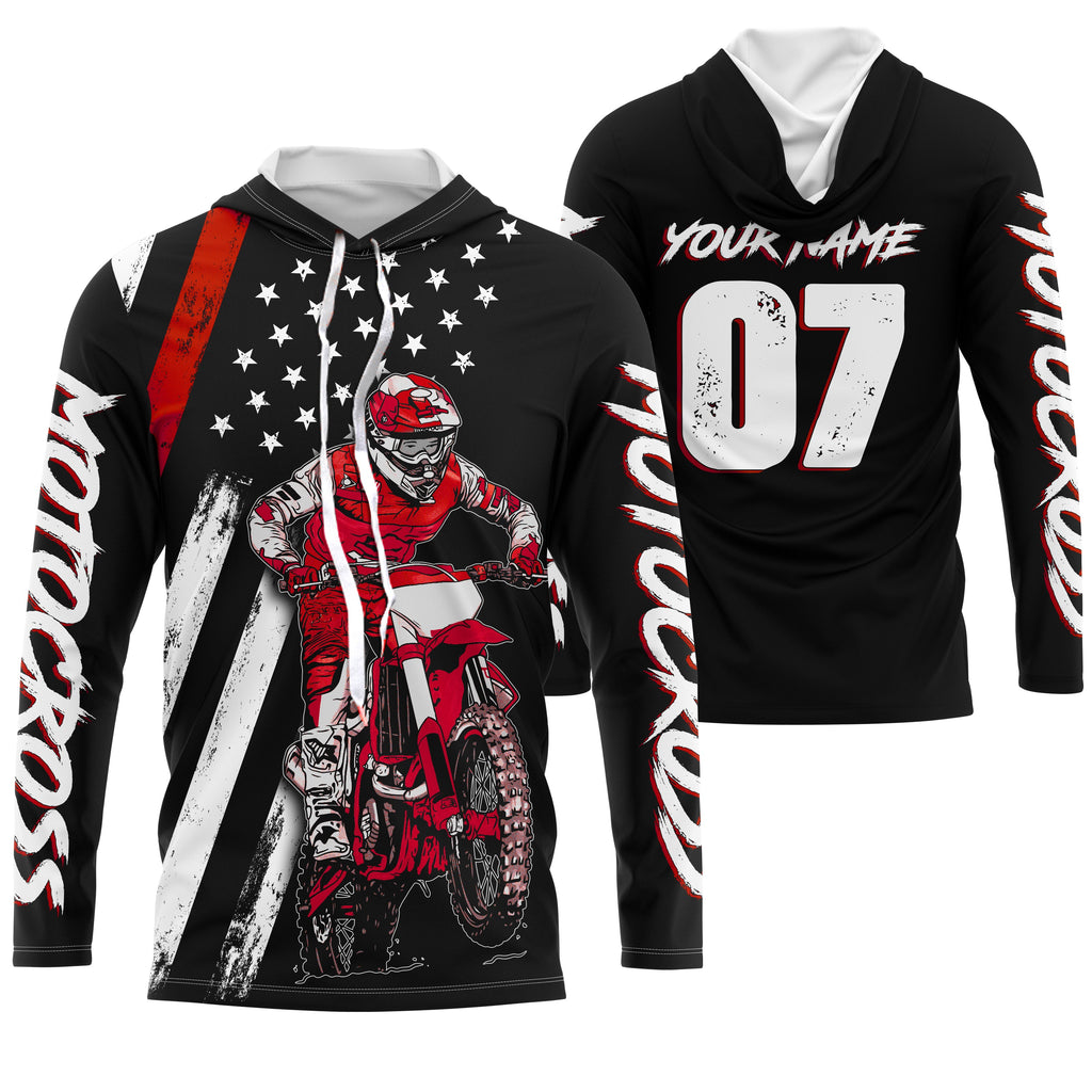 Custom motocross jersey American &adult + red dirt bike racing off-road motorcycle shirt