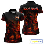 Personalized Red Flame Crocodile Bowling Team Shirt Polo & Quarter-Zip Bowling Outfit