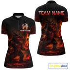 Personalized Red Flame Crocodile Bowling Team Shirt Polo & Quarter-Zip Bowling Outfit
