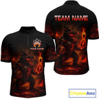 Personalized Red Flame Crocodile Bowling Team Shirt Polo & Quarter-Zip Bowling Outfit
