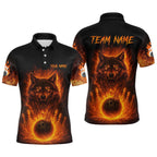 Orange Flame Wolf Bowling Shirt Custom Bowling Jersey League Polo & Quarter-Zip