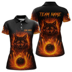 Orange Flame Wolf Bowling Shirt Custom Bowling Jersey League Polo & Quarter-Zip