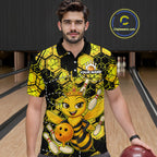 Custom Funny Bee Bowling Shirts 3D Bowling League Jersey Polo & Quarter-Zip