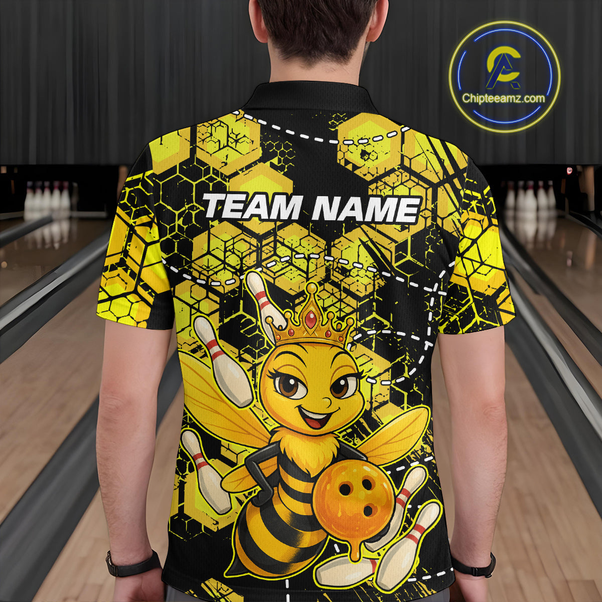 Custom Funny Bee Bowling Shirts 3D Bowling League Jersey Polo & Quarter-Zip
