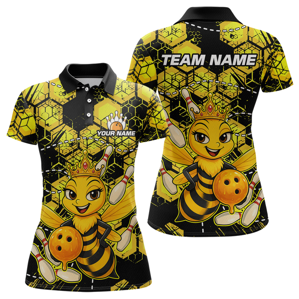 Custom Funny Bee Bowling Shirts 3D Bowling League Jersey Polo & Quarter-Zip