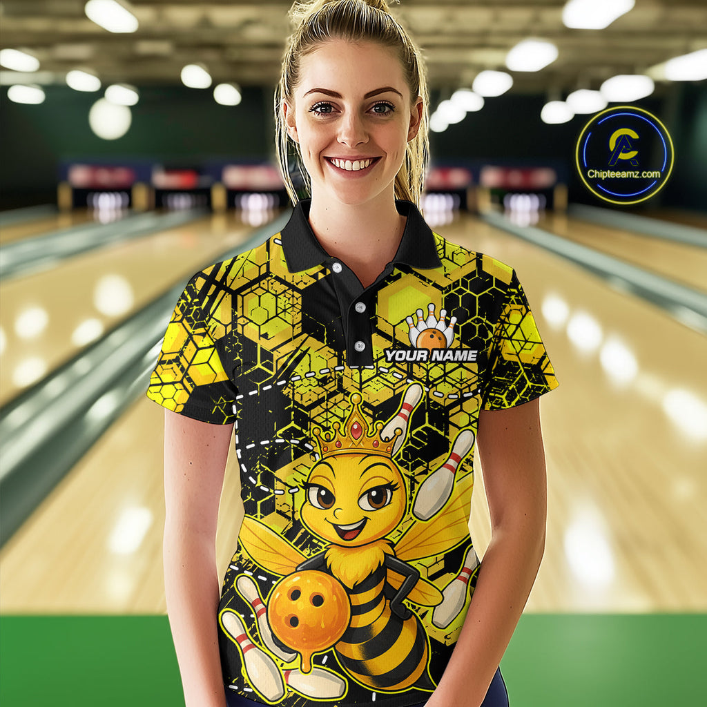 Custom Funny Bee Bowling Shirts 3D Bowling League Jersey Polo & Quarter-Zip