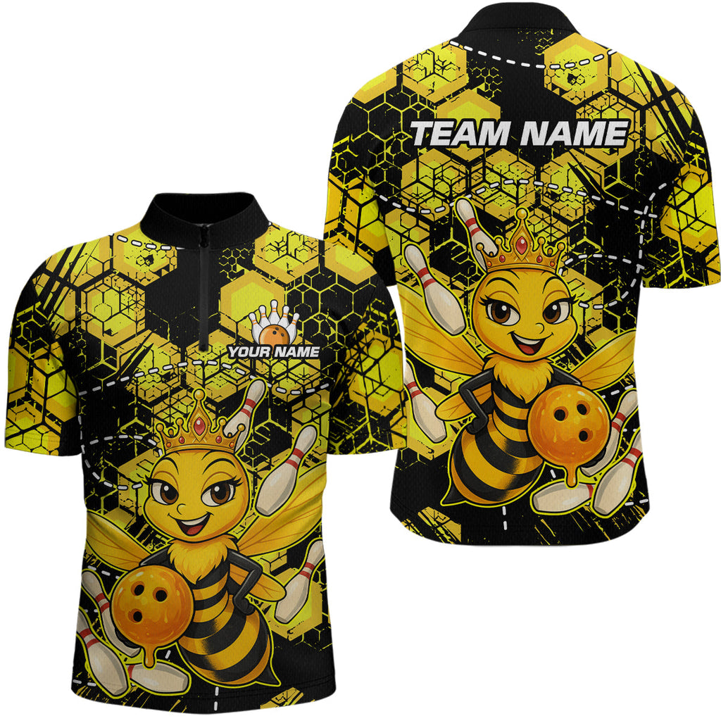 Custom Funny Bee Bowling Shirts 3D Bowling League Jersey Polo & Quarter-Zip
