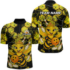 Custom Funny Bee Bowling Shirts 3D Bowling League Jersey Polo & Quarter-Zip
