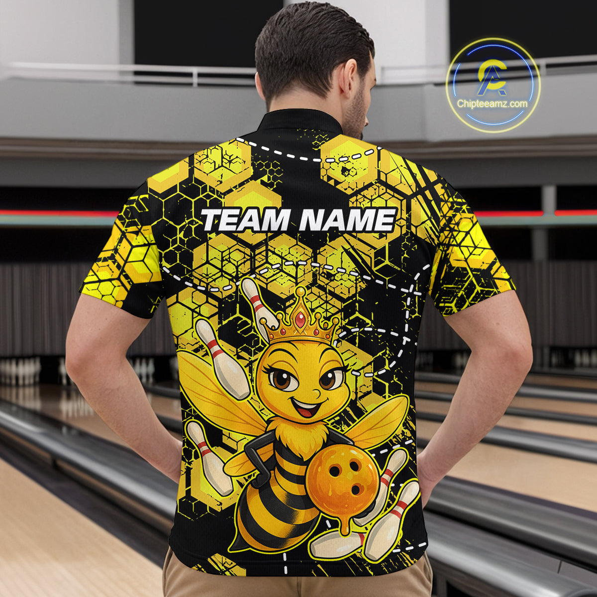 Custom Funny Bee Bowling Shirts 3D Bowling League Jersey Polo & Quarter-Zip