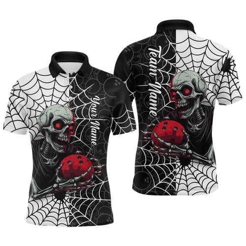 Black and White Skull Bowling Team Shirt Custom Spider Bowling Jersey Halloween Bowling Outfit