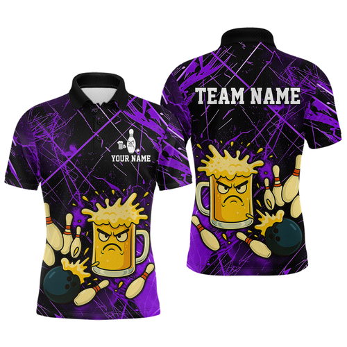 Custom Purple Funny Beer Bowling Shirt Team Bowling League Jersey Bowling Outfit