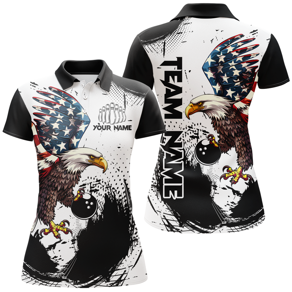 Personalized Eagle Bowling Shirt Patriotic Bowling Jersey Polo Shirt