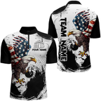 Personalized Eagle Bowling Shirts Patriotic Bowling Jersey 1/4 Zip Shirt