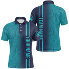 Custom Navy Bowling Shirts & Turquoise Bowling Jersey Team Bowling Polo