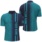 Custom Navy Bowling Shirts & Turquoise Bowling Jersey Team Bowling 1/4 Zip