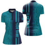 Custom Navy Bowling Shirts & Turquoise Bowling Jersey Team Bowling 1/4 Zip
