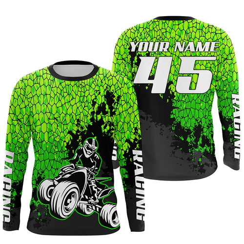 Personalized ATV Motocross Jersey Green + Quad Bike Shirt ATV MX Off-Road Riding Shirt
