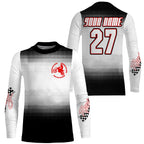 Black white custom number&name motocross jersey adult UV MX dirt bike motorcycle off-road shirt