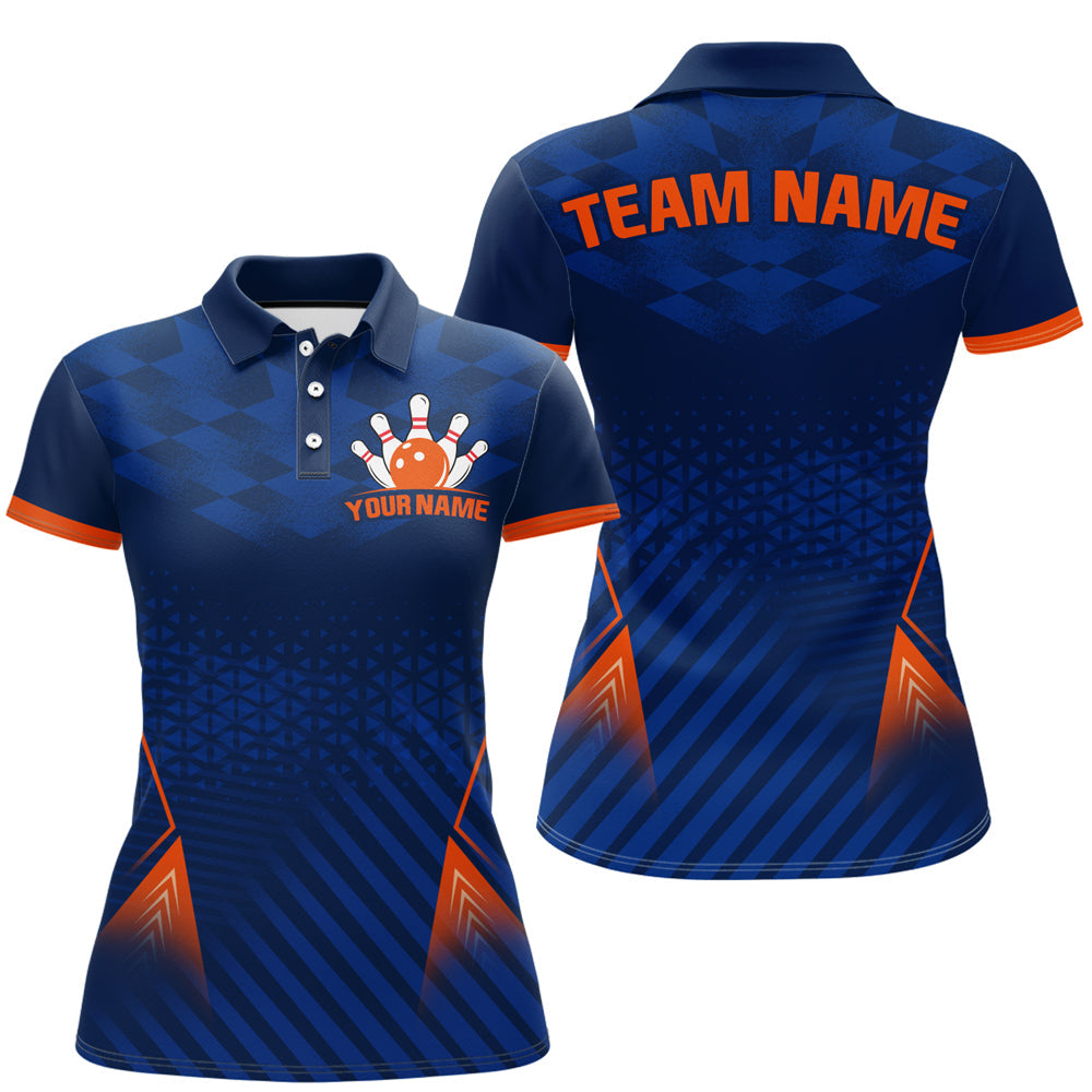 Navy&Orange Bowling Jersey & Custom Bowling Polo Shirt Team League