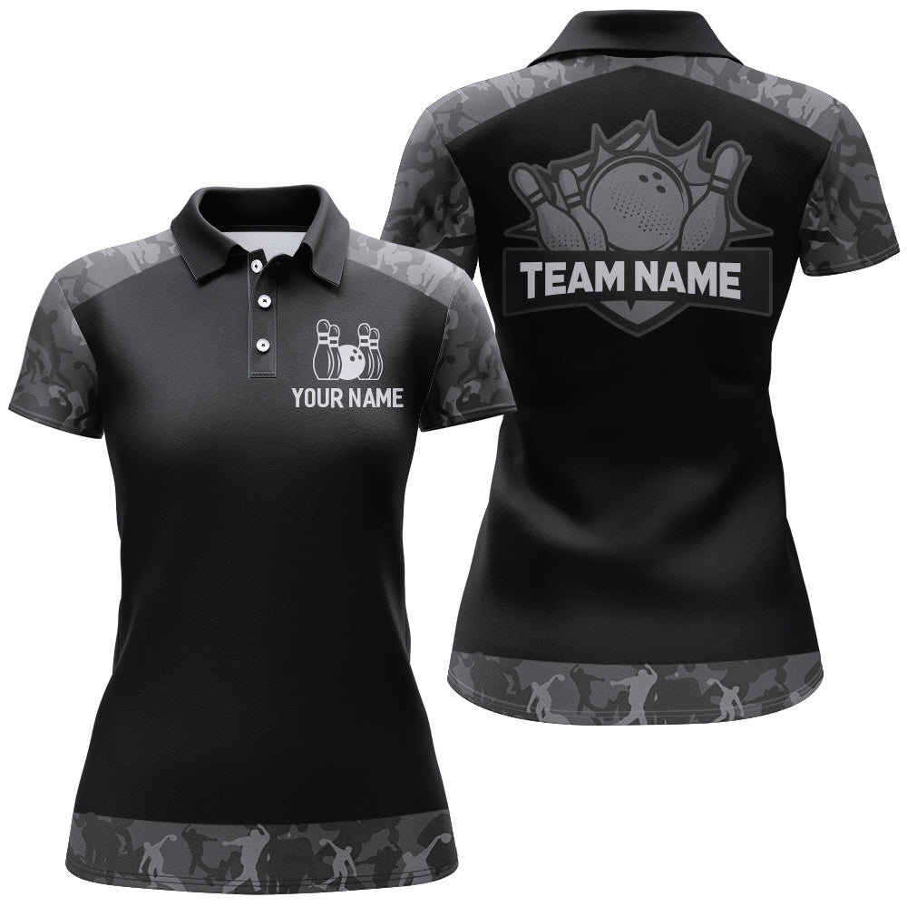 Grey Camo Bowling Shirts And Custom Bowling Team Jersey Unisex Polo